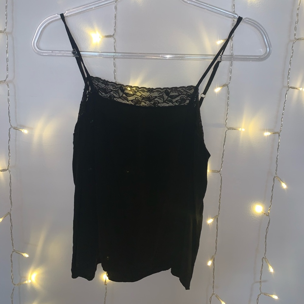 Tank dress with lace trim